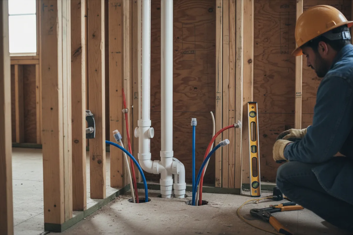 Drain and supply rough-in during Sump Pump Repair in Rupert
